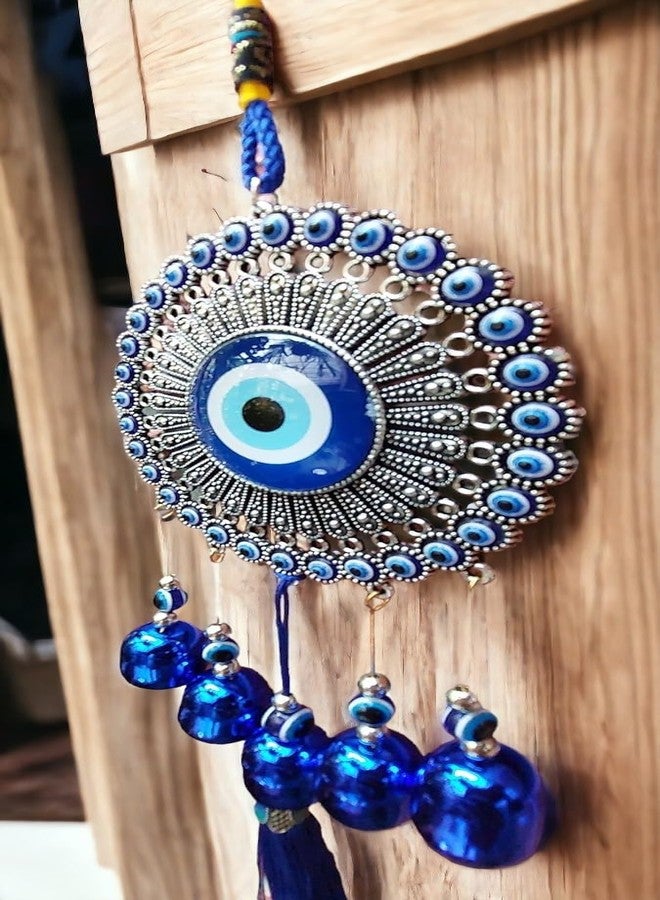 G F S Metal 5 Bells Wind Chimes Elevate Your Home With Positive Energy, Evil Eye Hanging For Home, Decorative Items (Blue) - Image 2